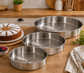 Lot de 3 moules à gâteau inox – 26 / 32 / 36 cm
