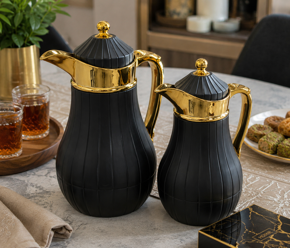 Lot de 2 thermos isothermes – Noir & doré